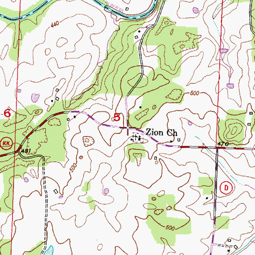 Topographic Map of Apple Creek, MO