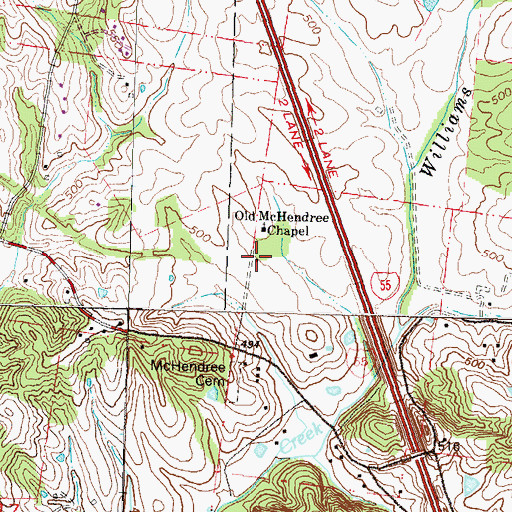 Topographic Map of Williams School (historical), MO