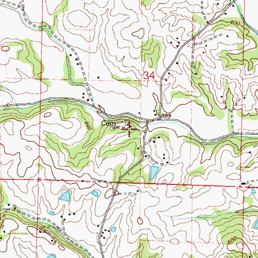Topographic Map of Ebenezer Church, MO