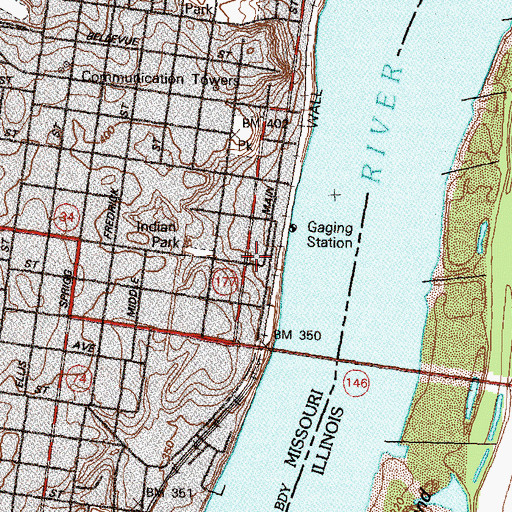 Topographic Map of Saint Vincents Church, MO