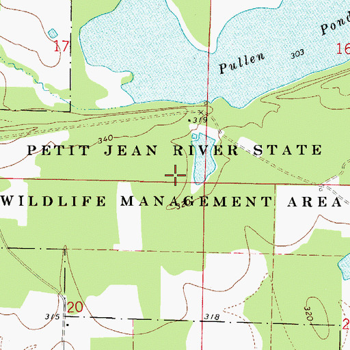 Topographic Map of Petit Jean River State Wildlife Management Area, AR
