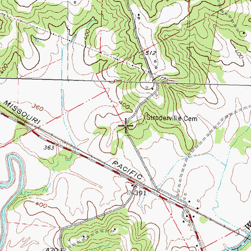 Topographic Map of Stroderville (historical), MO
