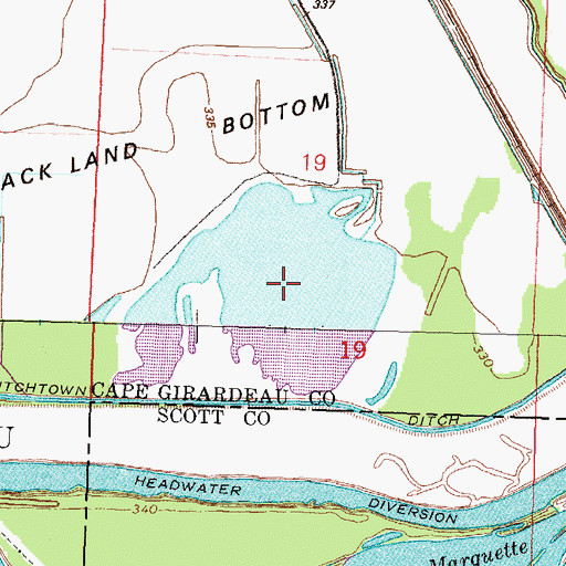 Topographic Map of Big Swamp, MO