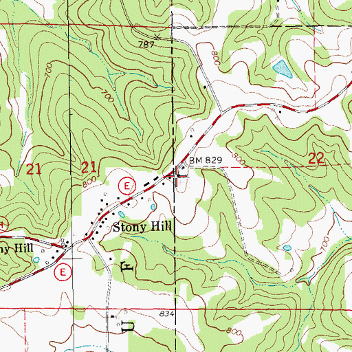 Topographic Map of Stony Hill Church, MO