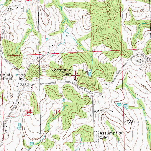 Topographic Map of Baltimore School (historical), MO