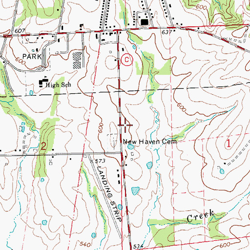 Topographic Map of Miller School (historical), MO