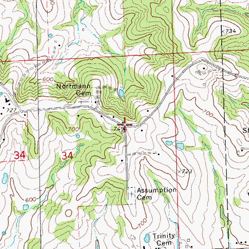 Topographic Map of Baltimore Settlement, MO