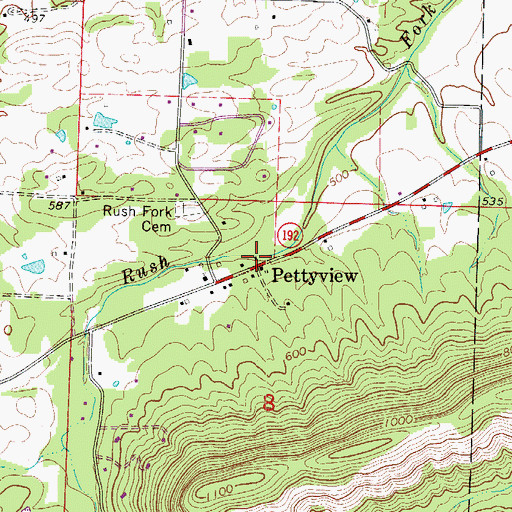 Topographic Map of Pettyview, AR