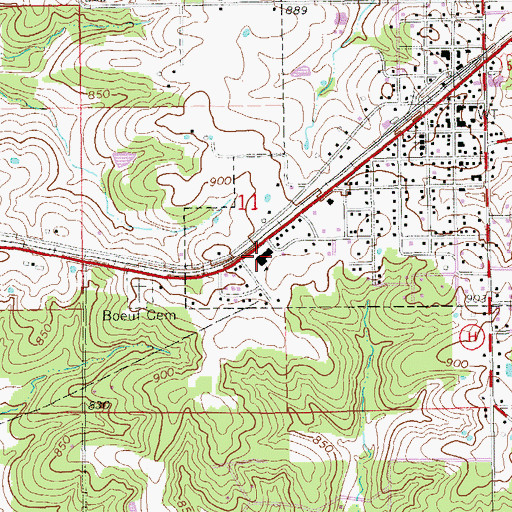 Topographic Map of Gerald School, MO