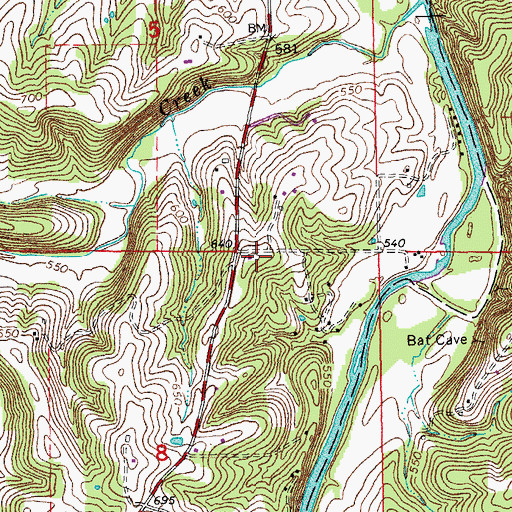 Topographic Map of Sand Hill School (historical), MO