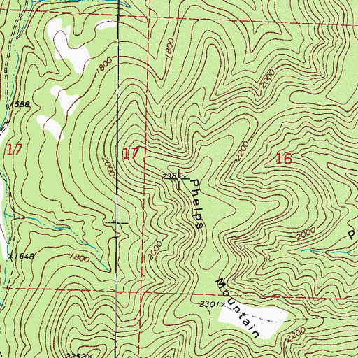 Topographic Map of Phelps Mountain, AR
