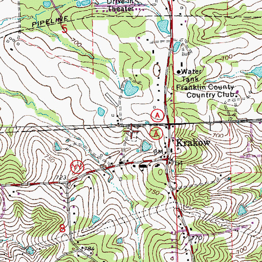 Topographic Map of Saint Gertrude Cemetery, MO