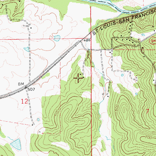 Topographic Map of Frisco Heights School (historical), MO