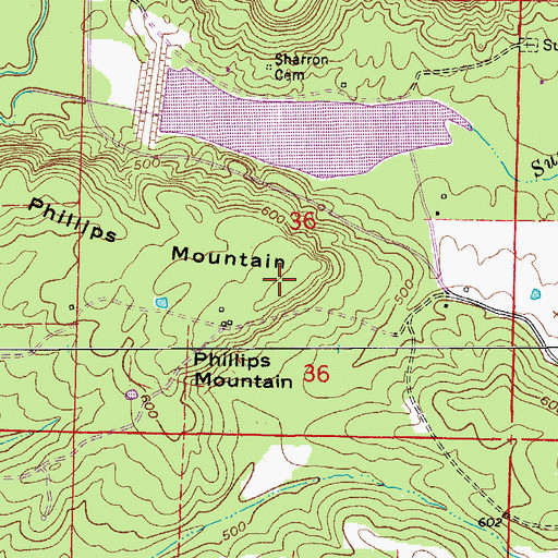 Topographic Map of Phillips Mountain, AR