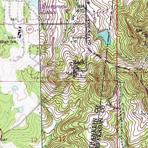 Topographic Map of Saint Patricks School (historical), MO
