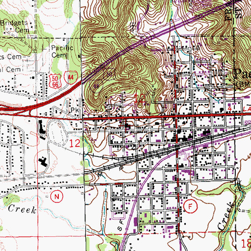 Topographic Map of Pacific School, MO