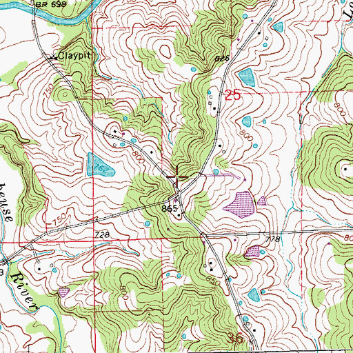 Topographic Map of Boone (historical), MO