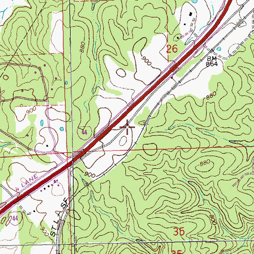 Topographic Map of Stanton School (historical), MO