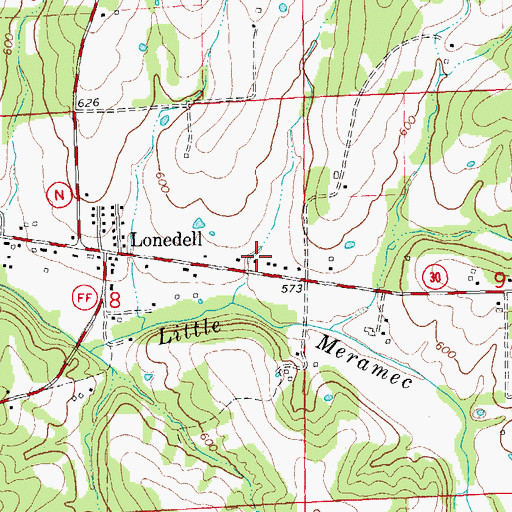 Topographic Map of Sycamore School (historical), MO