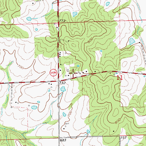 Topographic Map of Hemker, MO
