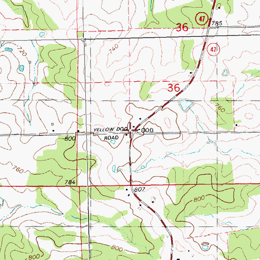 Topographic Map of Hensley, MO