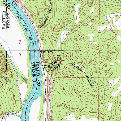 Topographic Map of Picnic Hollow, AR