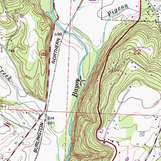 Topographic Map of Pigeon Creek, AR