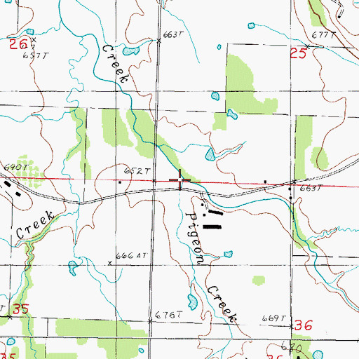 Topographic Map of Pigeon Creek, AR