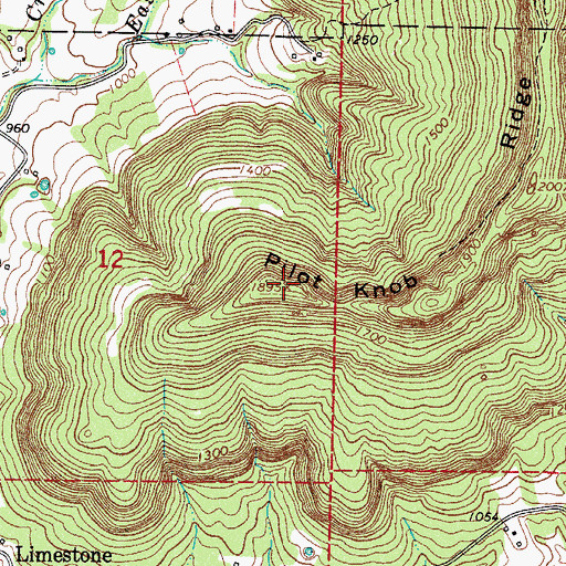 Topographic Map of Pilot Knob Ridge, AR
