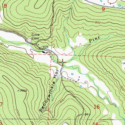 Topographic Map of Pine Creek, AR