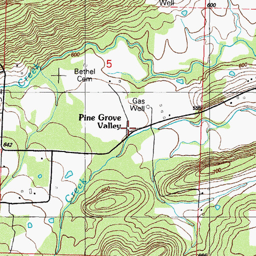 Topographic Map of Pine Grove Valley, AR