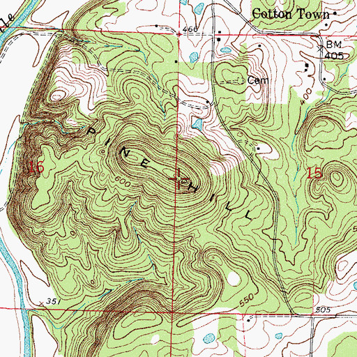 Topographic Map of Pine Hill, AR