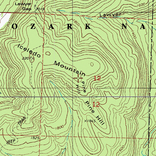 Topographic Map of Pine Hill, AR