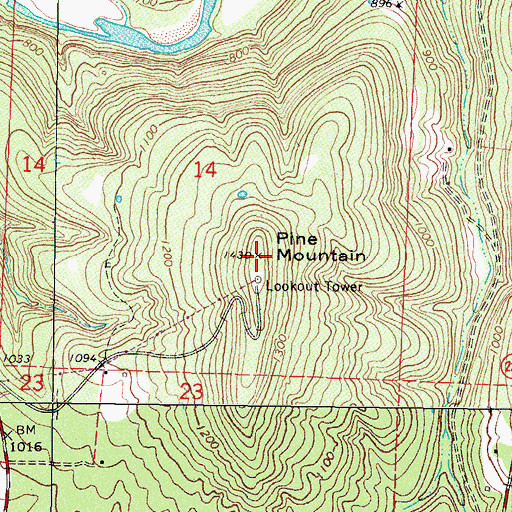 Topographic Map of Pine Mountain, AR