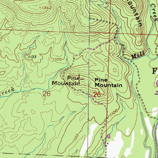 Topographic Map of Pine Mountain, AR