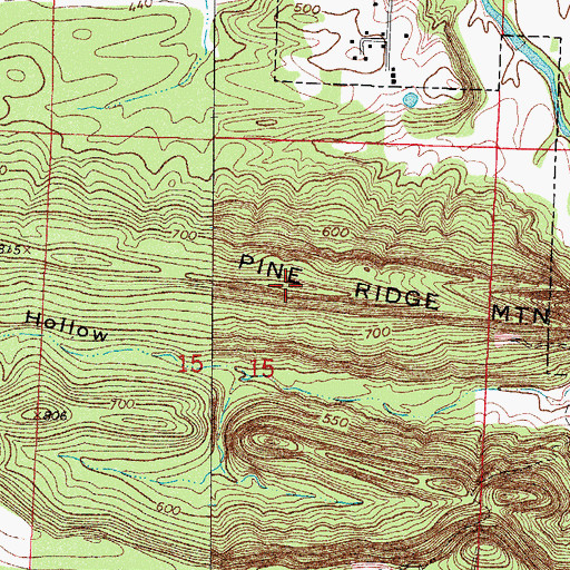 Topographic Map of Pine Ridge Mountain, AR