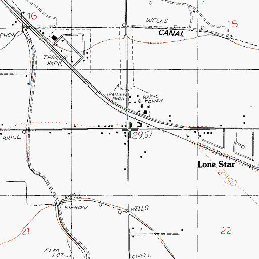 Topographic Map of Lone Star, AZ