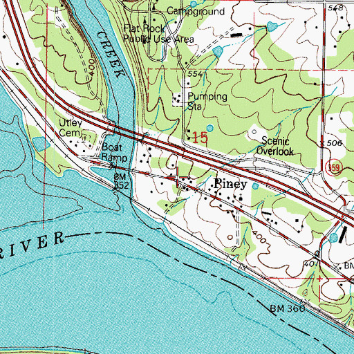 Topographic Map of Piney, AR