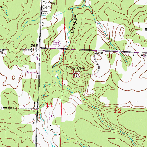 Topographic Map of Piney Cemetery, AR