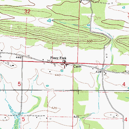 Topographic Map of Piney Fork Church, AR