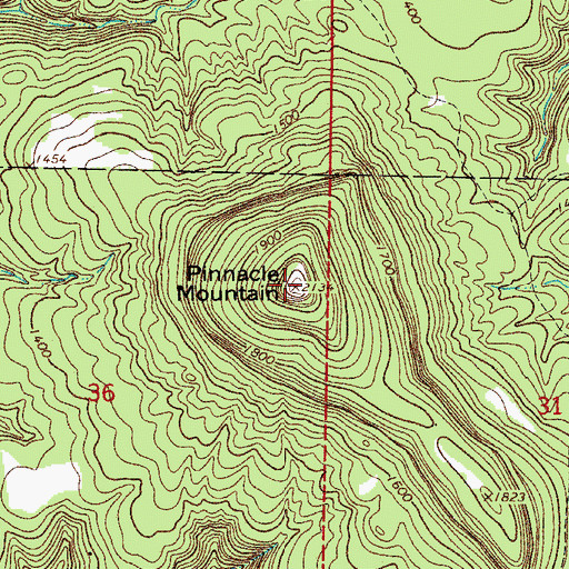 Topographic Map of Pinnacle Mountain, AR