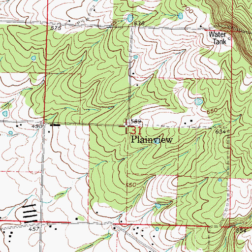 Topographic Map of Plainview, AR