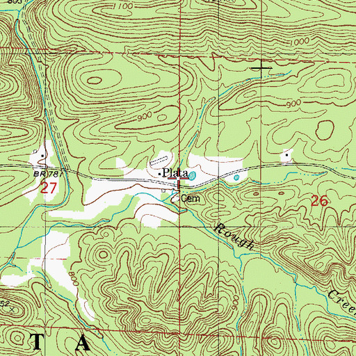 Topographic Map of Plata, AR
