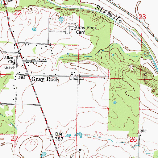 Topographic Map of Pleasant Grove Church, AR