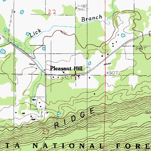 Topographic Map of Pleasant Hill, AR