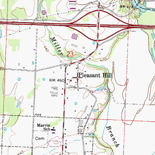 Topographic Map of Pleasant Hill, AR