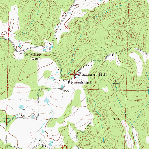 Topographic Map of Pleasant Hill, AR