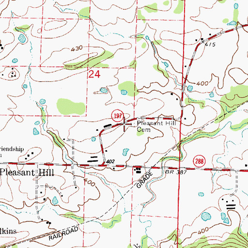 Topographic Map of Pleasant Grove Cemetery, AR