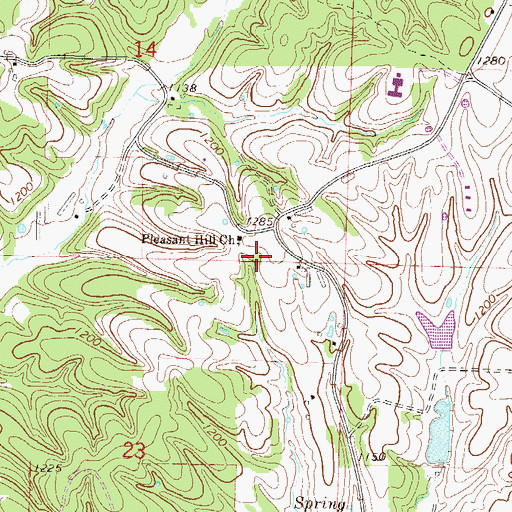 Topographic Map of Pleasant Hill Church, AR
