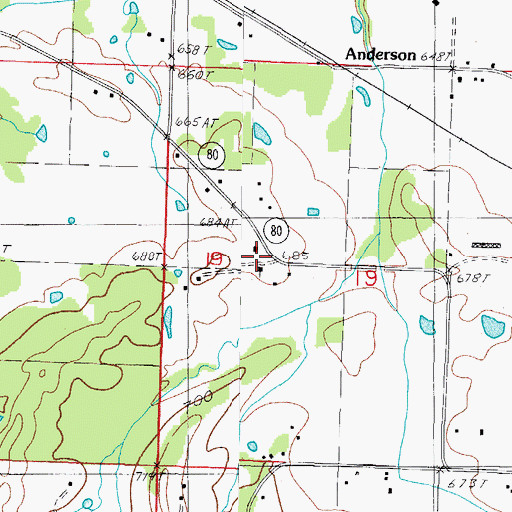 Topographic Map of Pleasant Hill School, AR